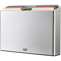 Joseph Joseph 60185 Folio Juego de 4 Tablas de Cortar código de Color y Estuche para guardarlas (Grande) -Plata- Plastic
